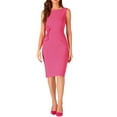 thumbnail image 2 of INSPIRE CHIC Women's Vintage Dress Crew Neck Sleeveless Formal Bodycon Dresses XS Hot Pink, 2 of 6
