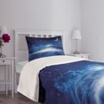 thumbnail image 3 of Ambesonne Blue White Quilted Bedspread Set 2 Pcs, Night Sky Moon Stars, Twin Size, Navy Blue and White, 3 of 5