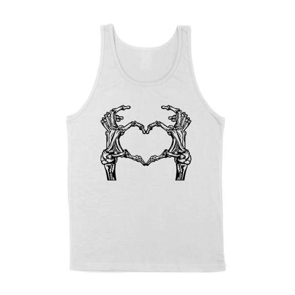 Skeleton Heart Hands Tank Top Unisex Large White