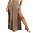 thumbnail image 1 of Womens Plus Size High Waist Waisted Double Split Long Maxi Skirts Beach Party Skirts, 1 of 6