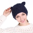 thumbnail image 2 of PaZinger Women Winter Beanie Devil Horns Cat Ear Crochet Braided Knit Ski Wool Cap Hat, 2 of 4