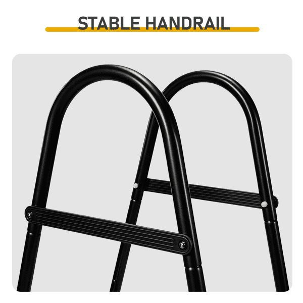 Alvantor 42in 3-Step Above Ground Pool Ladder, Iron Frame with Non-Slip Black Steps, Black