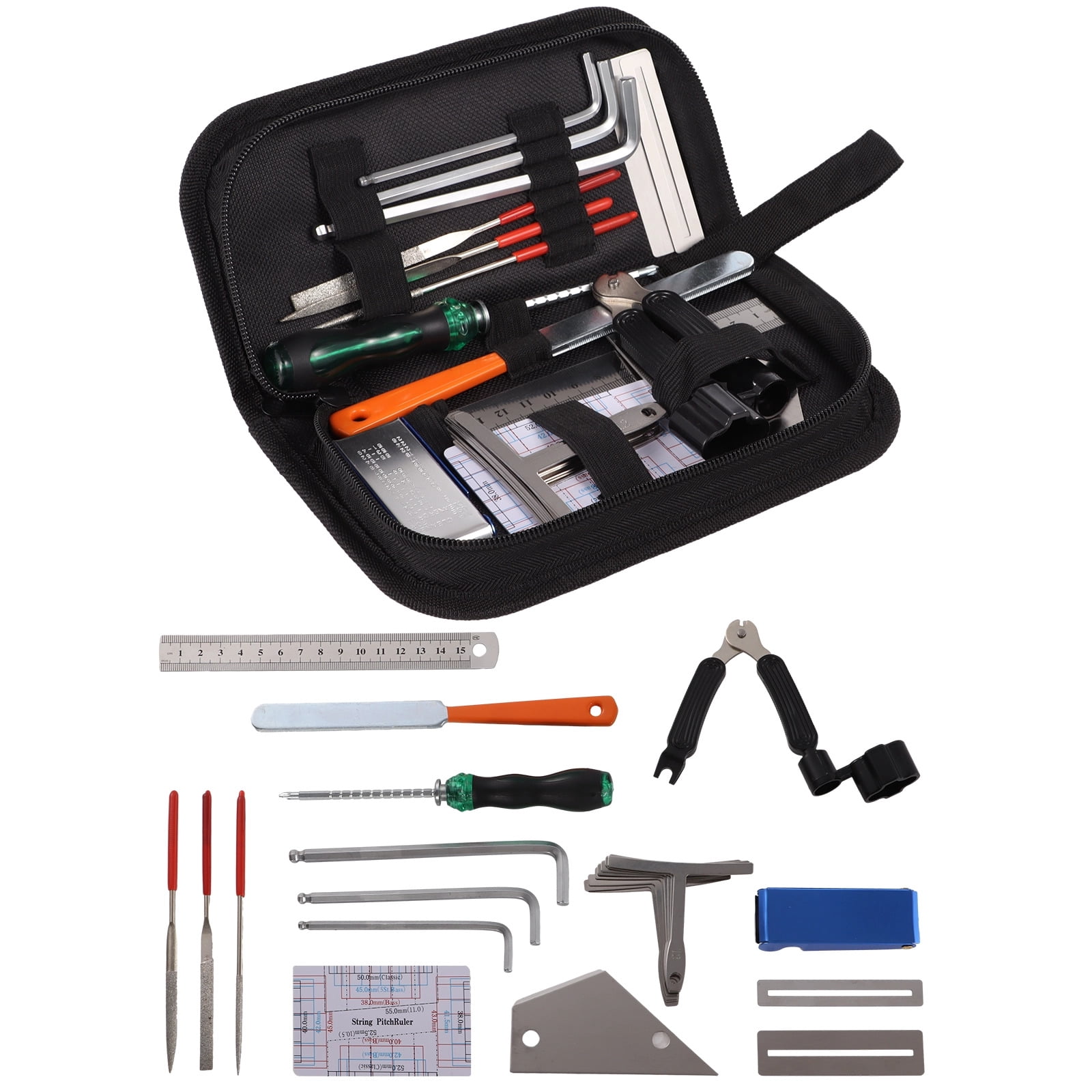 25PCS Guitar Repair Tools, Guitar Maintenance Kit, Electric Guitar Repairing Tools, String Instrument Set up Adjustment Kit, Luthier Tools for Guitar Ukulele Bass Banjo, Guitar Enthusiast Gift