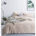 thumbnail image 2 of Housse de Couette à Carreaux Vichy Grand 100 % Coton Lavé Beige Ensemble 3, 2 of 7