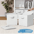 thumbnail image 6 of STOWM 11”x11”x11” 6-Pack Foldable Storage Bins Collapsible Closet & Toy Organization Boxes Space Saving Fabric Cubes for Shelves Beige, 6 of 6