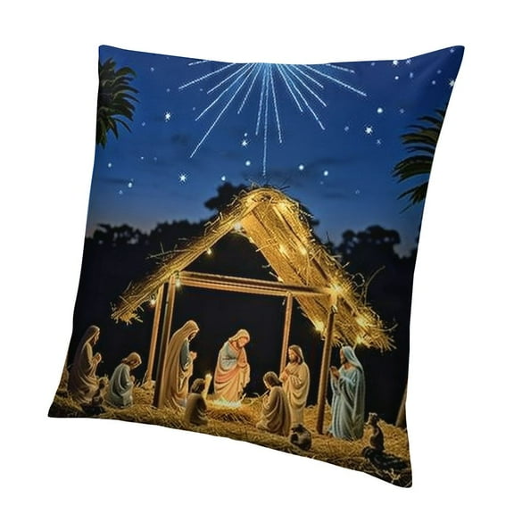BANET Subently Throw Christmas Nativity Scene Black Hidden Zipper Pillowcases Cushion Cases for Living Room Sofa Bedroom 12x12in