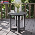 thumbnail image 2 of Hassch Round Powder-Coated Metal Side Table, Weather Resistant Patio End Table with Adjustable Feet for Indoor and Outdoor Use, 20.1"Dia x 18.3"H, Gray, 2 of 7