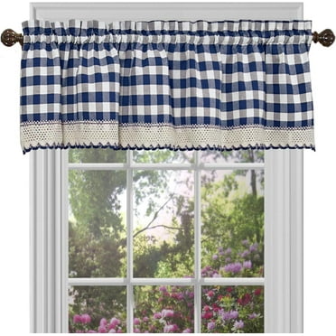 Ben&Jonah PrimeHome Collection Buffalo Check Window Curtain Valance - 58x14 - Navy
