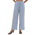 thumbnail image 5 of Amazhiyu Women's 100% Cotton Wide Leg Pants Loose Fit with Pockets Elastic Waistband Casual Summer Trousers, 5 of 11