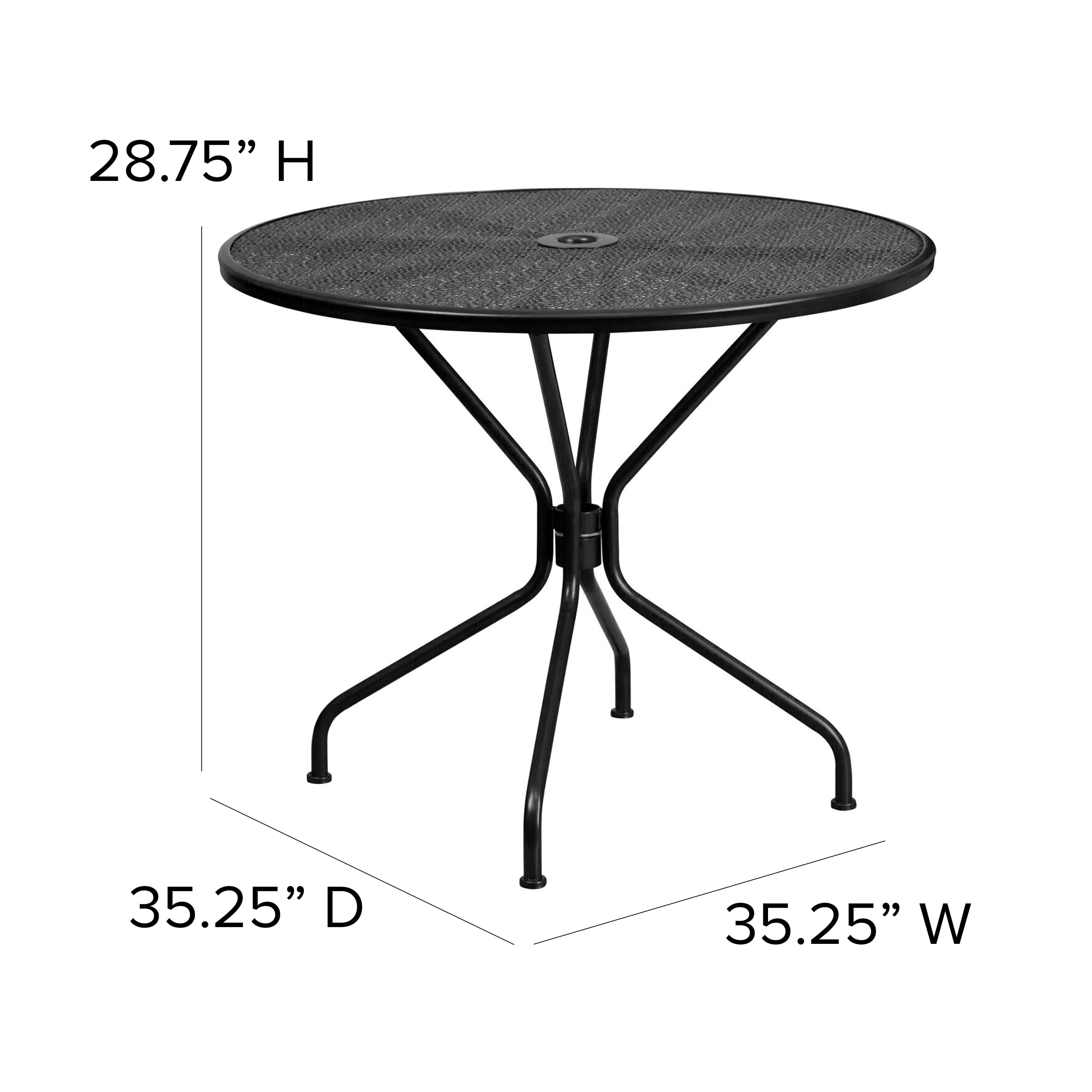 Flash Furniture Commercial Grade 35.25" Round Black Indoor-Outdoor Steel Patio Table Set with 4 Round Back Chairs - image 4 of 9