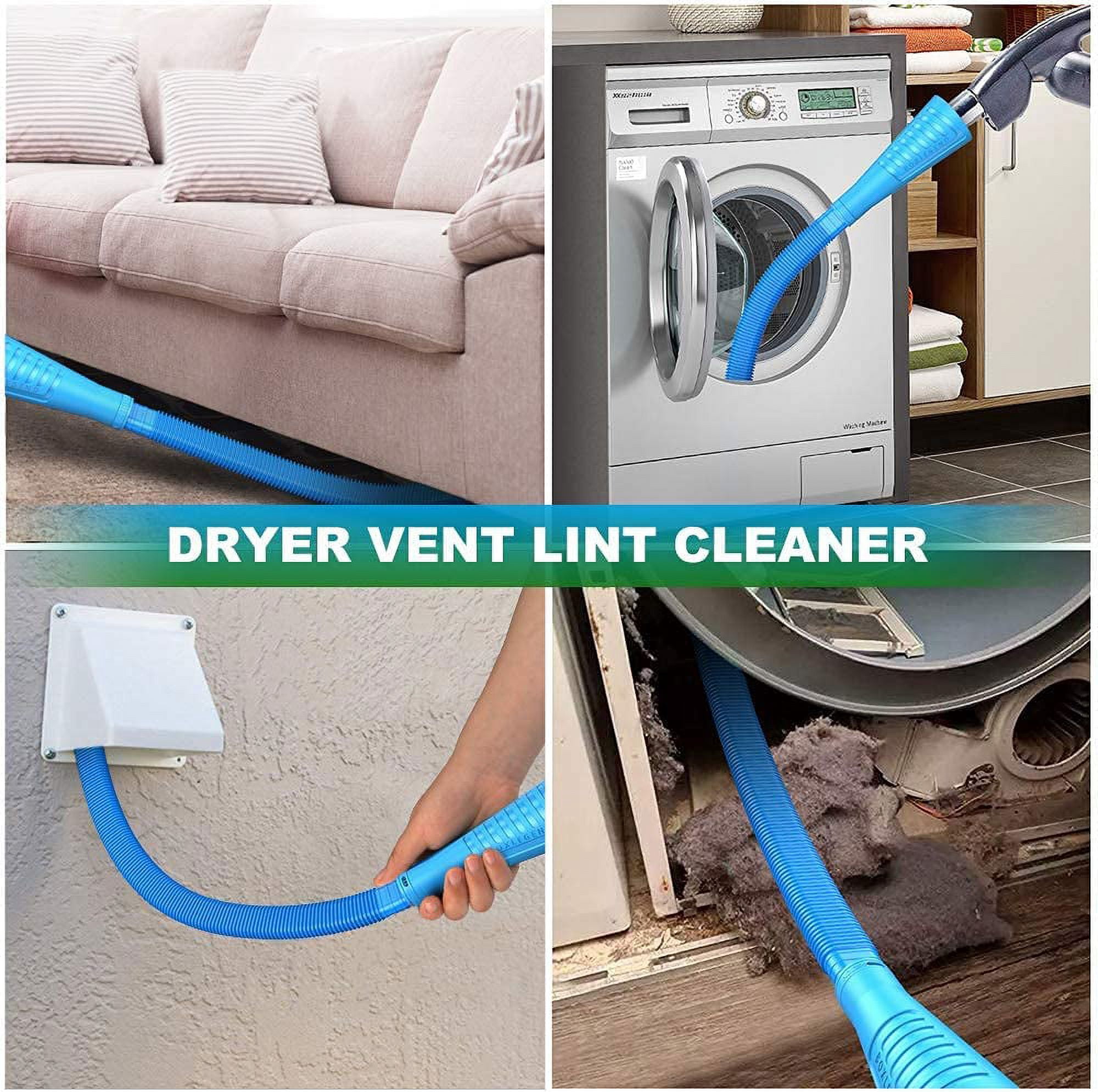 Dryer Vent & Refrigerator Coil Cleaning Kit - Flexible Hose Attachment For Most Vacuums