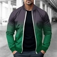thumbnail image 2 of ZCFZJW Men's Ombre Bomber Jacket Lightweight Fall Jacket Full Zip Light Windbreaker Casual Tie Dye Gradient Print Long Sleeve Stylish Golf Jackets Green XXL, 2 of 5