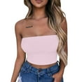thumbnail image 3 of Tejiojio Women Clothes Clearance Women's Solid Color Summer Fashion Casual Top Tube Top Strapless Blouse, 3 of 6