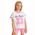 thumbnail image 2 of FYDUU Girls Summer Outfits 2 Piece Short Sleeve T Shirts Top And Shorts Casual Playwear Soft Comfortable Daily Wear Toddler Kids Clothes 9-10 Years, 2 of 7