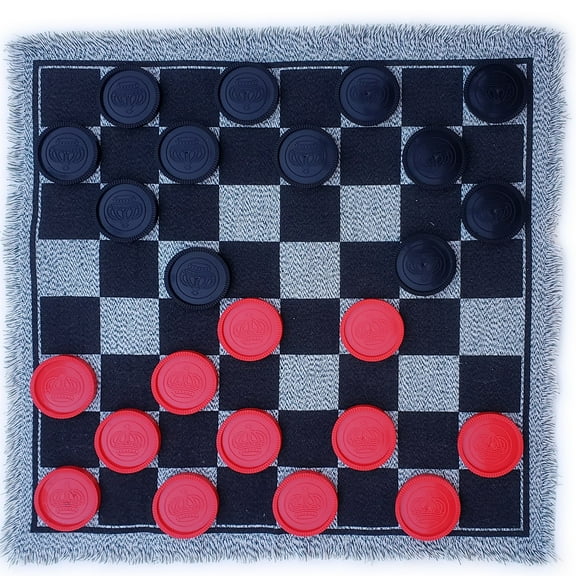 Bolaball: 3-In-1 Giant Checkers Game W/ Reversible Rug