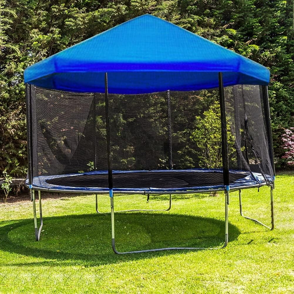 Auvent Pour Trampoline – Bâche D'Ombrage Protection Solaire – Forme Rond, Tissu Oxford Bleu