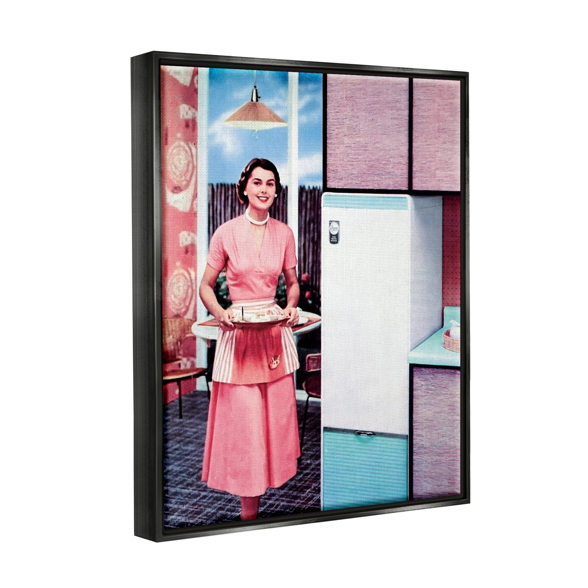Stupell Industries Retro Kitchen Vintage Advertisement Beauty & Fashion Painting Black Floater Framed Art Print Wall Art