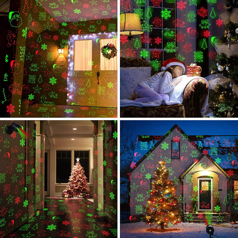 Christmas Laser Projector Lights Outdoor, 8 Pattern Lights Snow Santa Plug  in Night Lightswith Remote Control Timer for Indoor Outdoor Xmas Holiday
