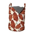 thumbnail image 1 of Floral Laundry Bag, Striped Illustration of Poppy Flowers, Hamper Basket with Handles Drawstring Closure for Laundromats, 13" x 19", Champagne Vermilion, by Ambesonne, 1 of 4