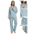 thumbnail image 2 of GLOBAL Womens Cotton Pajama Sets Long Sleeve Button Down Sleepwear Comfy Loungewear Soft Pjs Set Green Paisley M, 2 of 7
