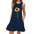 thumbnail image 3 of Robe Courte Sans Manches Midi Gilet Robe Femme Imprimé Robe d'Été Tenues d'Été, Bleu Foncé, XL, 3 of 5