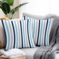 thumbnail image 2 of Outdoor Waterproof Throw Pillow Covers Set of 2 Navy Sky Blue Grey Stripes Decorative Pillowcases Square Outdoor Pillows Cushion Case 16x16 Inch Lines Striped Patio Pillows for Couch Sofa Bed Garden, 2 of 9
