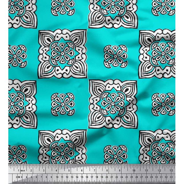 Soimoi Tissu Popeline de Coton Imprimé Floral pour Couture, Largeur 42 Pouces