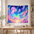 thumbnail image 5 of Bioluminescent Jellyfish in Cosmic Nebula with Stars and Moon, Dreamy Fantasy for Space Lovers, Ethereal Ocean Digital Art, Birthday Gift Tapestry Wall Hanging for Bedroom and Living Room, 5 of 7