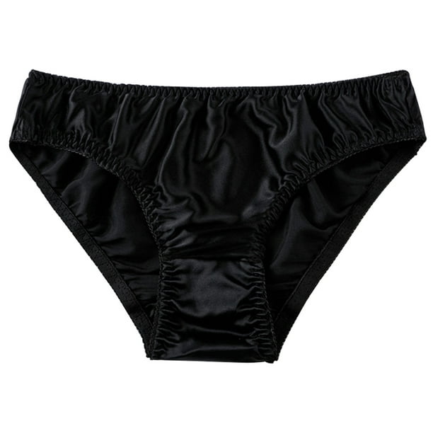 Women Silk-like Satin Panties Bikini Underwear Breathable Solid Color  Briefs New 