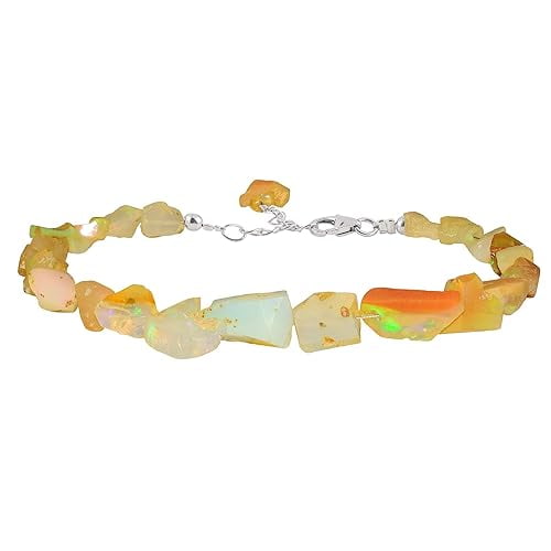 Natural Raw Ethiopian Fire Opal Bracelet 925 Sterling Silver Rough Gemstone Energy Giving Healing Jewelry October Birthstone Gift Mother