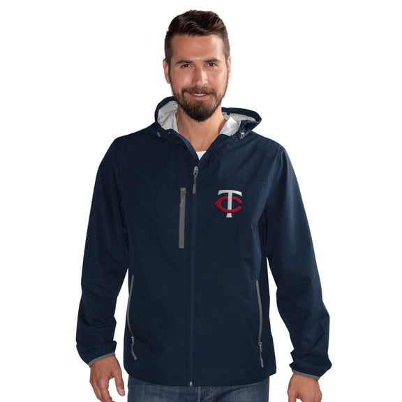 Men's-G-III Sports by Carl Banks  Navy Minnesota Twins Double Play Hooded Lightweight Full-Zip Jacket