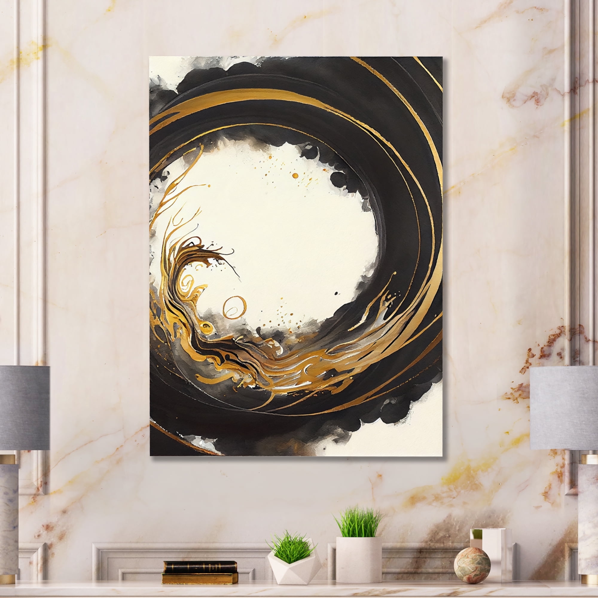 Designart Gold Glamour Wave III Canvas Wall Art