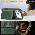 thumbnail image 3 of ELEHOLD For iPhone 17 Pro Max Magnetic Wallet Case, Compatible Mag-Safe Accessories, with Magnetic Detachable Credit Card Holder, Shockproof PU Leather Kickstand Function Case Cover, Green, 3 of 4