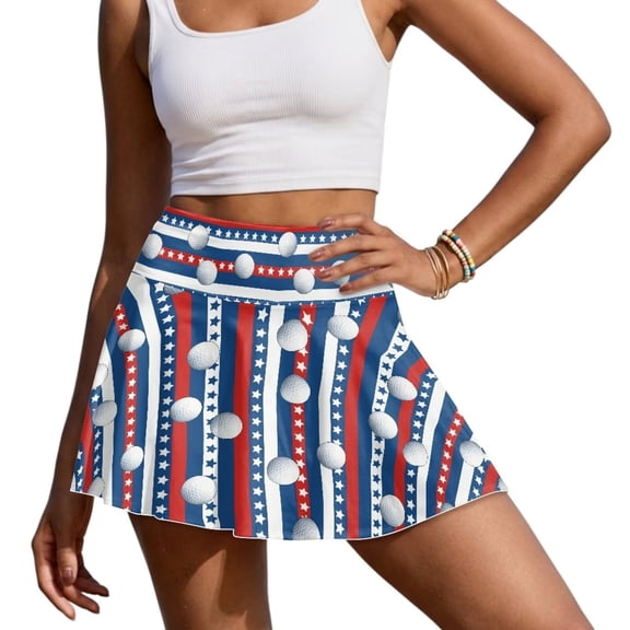 Uorisango Striped Golf Tennis Skirt with Shorts Underneath Comfortable Women's Mini Tennis Skirt Versatile Outing Wear for Workout Pickleball Size S
