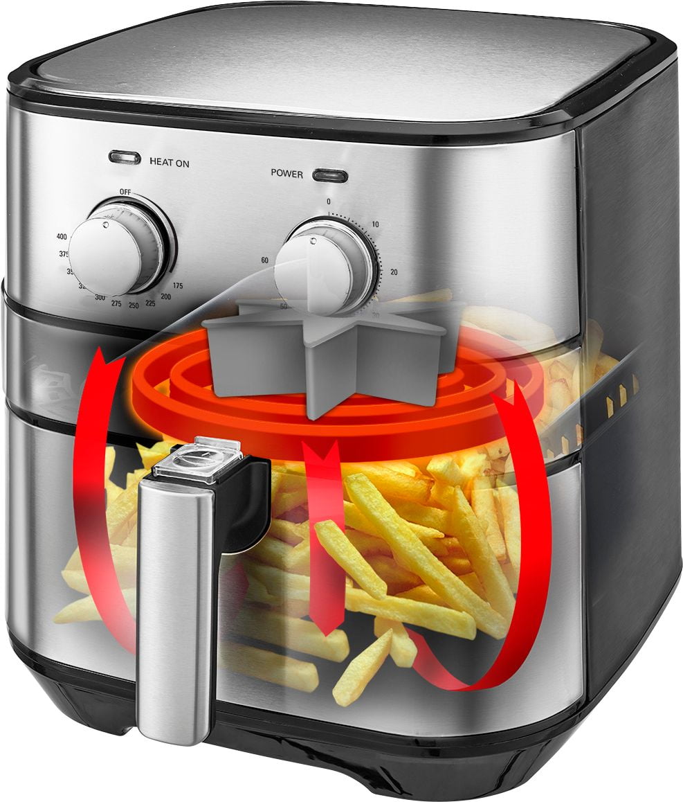 Bella 5.3 qt digital air convection fryer stainless steel top