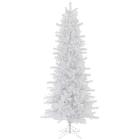 Vickerman Pre-Lit 7.5' Crystal White Pine Artificial Christmas Tree, Slim Artificial Christmas