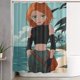 thumbnail image 1 of Cortina de ducha de Kim Possible con diseño de dibujos animados, con 12 ganchos, impermeable, lavable, de poliéster, para decoración del baño, 60 x 72 pulgadas, de hierro, 1 of 8