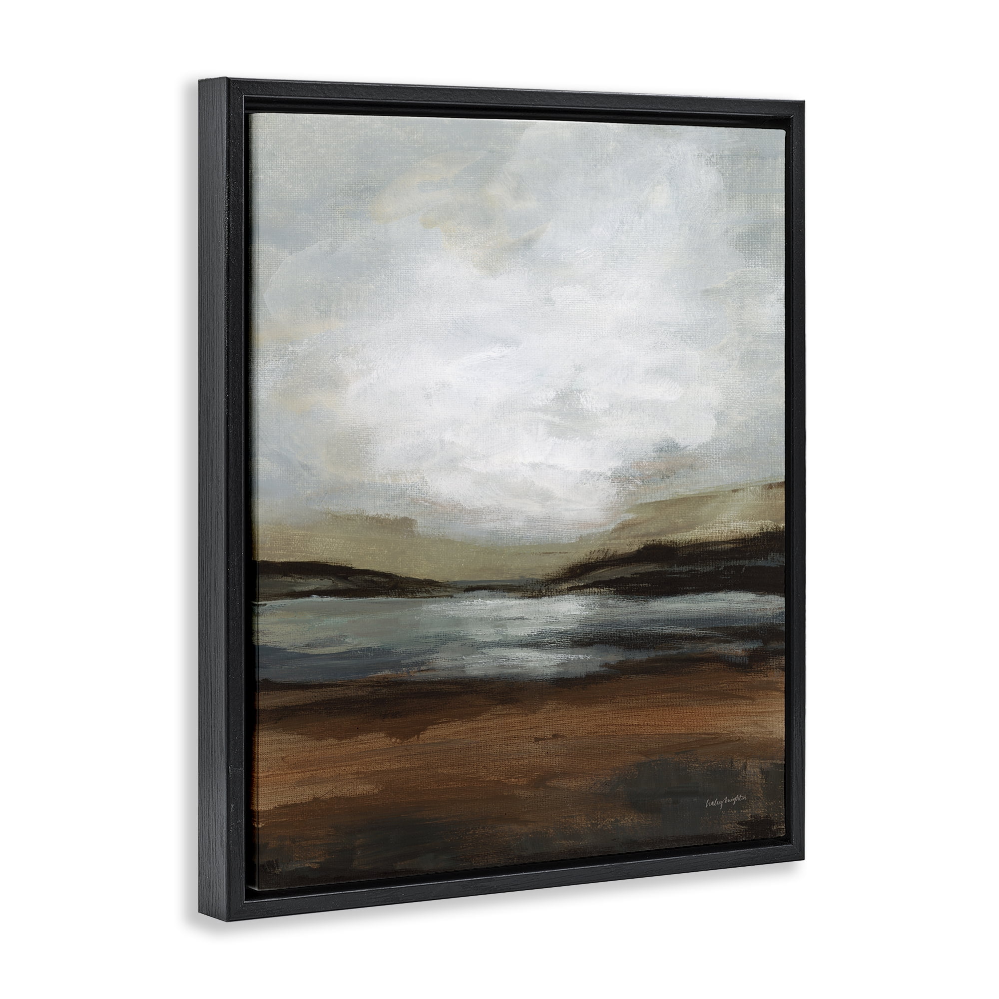 Stupell Industries Copper Creek Landscape Abstract Painting Black Floater Framed Canvas Art Print Wall Art, 25 x 31
