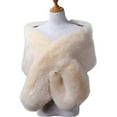 thumbnail image 3 of MSJUHEG Faux Fur Shawl,Shawls,Shawl Wraps,Pashmina Wraps,Formal Dresses,Faux Shawl Wrap Cape for Bridal Wedding Blue Artificial Wool White One Size, 3 of 3