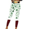 thumbnail image 3 of lcziwo St Patricks Day Leggings for Women Casual Stretchy High Waisted Yoga Pants Funny Shamrock Print Running Leggings Full Length Tight Trousers Red XL, Lightning Sales, 3 of 8