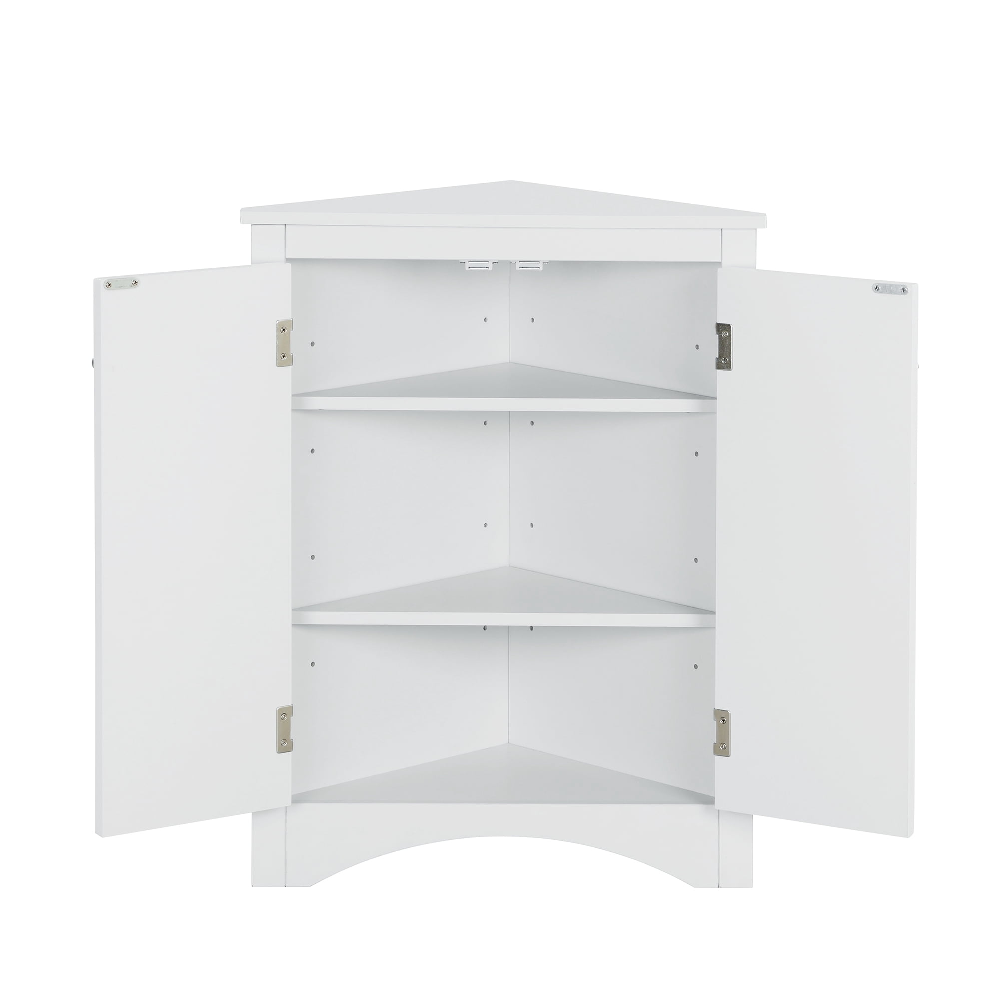Bellemave Modern Triangle Bathroom Corner Cabinet, Bathroom Storage Cabinet with Adjustable Shelves, Freestanding Floor Cabinet for Bathroom, Living Room, Bedroom, Kitchen (White)