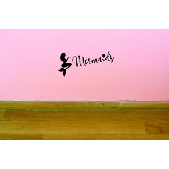 Custom Decals Mermaids Wall Art Size: 8 X 20 Inches Color: Black