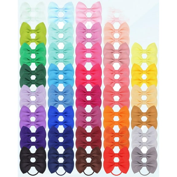 Baby Hair Ties with Bows, 80 Pieces Toddler Hair Ties Small Elastic Ponytail Holders Hair Ties for Baby Girls Baby Hair Accessories (2 Inch)
