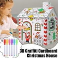 thumbnail image 2 of Christmas Color,3D Colorful Kids Christmas Gingerbread House Castle,DIY for Kids Cardboard Coloring Color Game Craft Activity Gift, 2 of 7