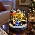 thumbnail image 7 of Christmas Village Houses, Rotating Train Santa Sleigh LED Light Up Musical Winter Snow House Figurine, Collectable Xmas Indoor Display Figurines Decoration, 7 of 7