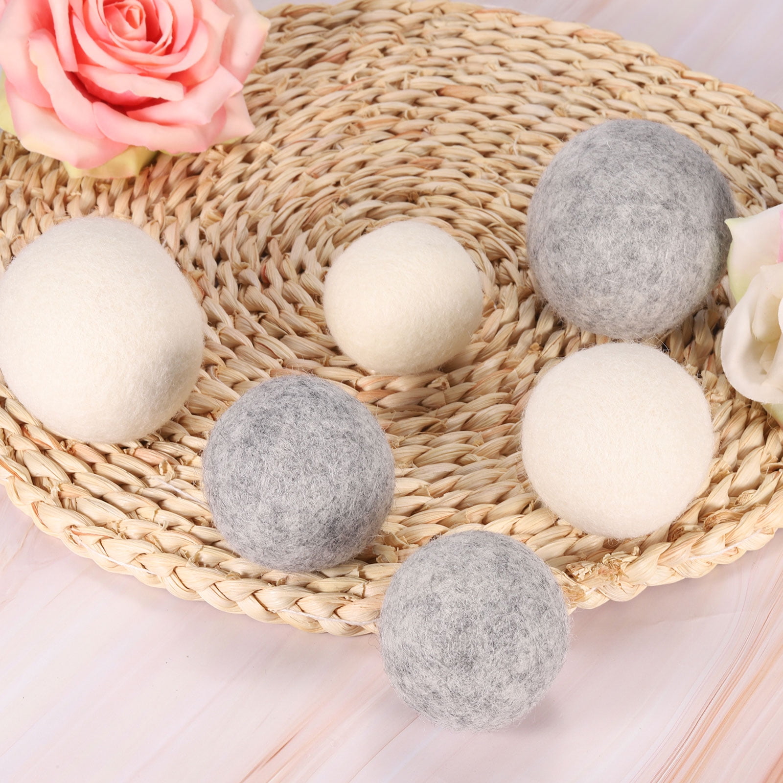 Unique Bargains Wool Laundry Dryer Balls for Reducing Static and Wrinkles Light Grey