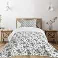 thumbnail image 3 of Ambesonne Bicycle Quilted Bedspread Set 2 Pcs, Flowers Stars in Black, Twin Size, Black White, 3 of 6