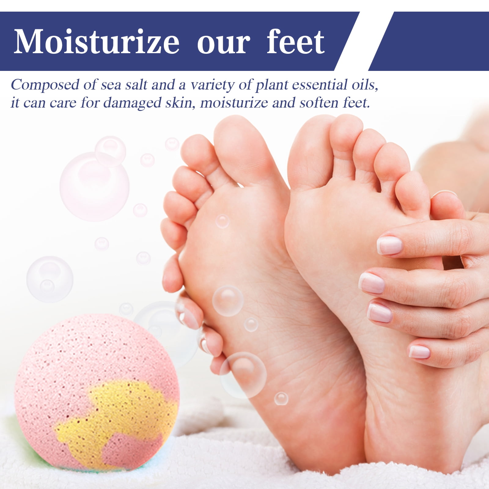 Alvantor Foot Bath Bombs for Dry Cracked Feet, Moisturizing Foot Soak Balls with Essential Oils, Foot Care Spa Treatment, 6pcs