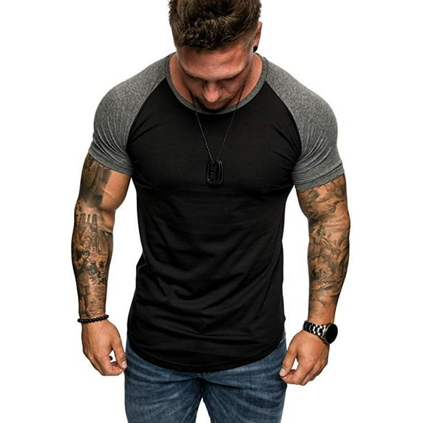 Men Short Sleeve Gym T Shirt Bodybuilding Slim Fit Stringer Shirts
