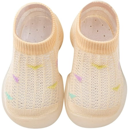 

QWZNDZGR Baby Boy Girl Shoes Breathable Mesh Walking Sock Shoes Lightweight Non-Slip Rubber Sole Sneakers Infant First Walkers